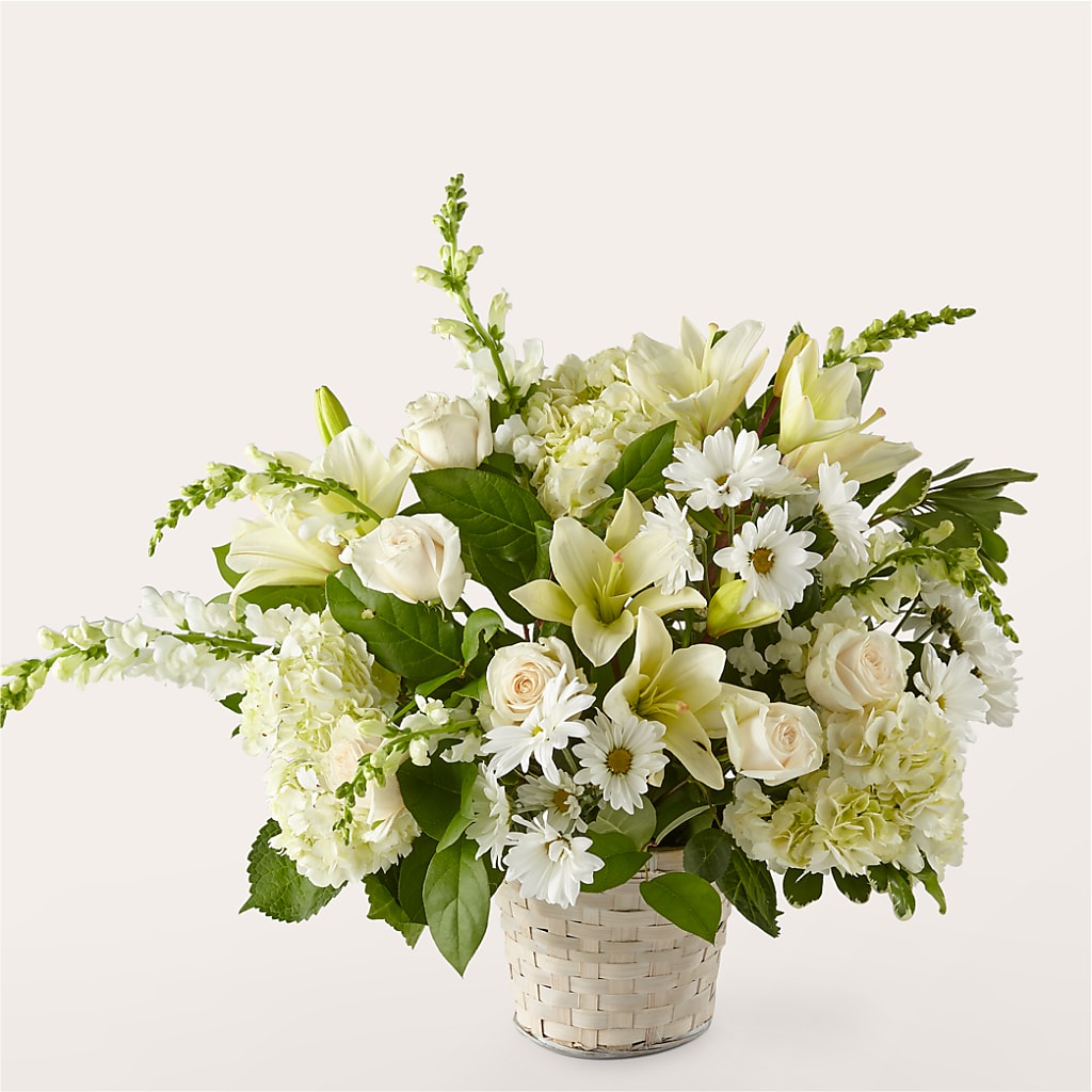 Ivory Elegance Floral Basket – Wilderness Treasures, Pickford MI