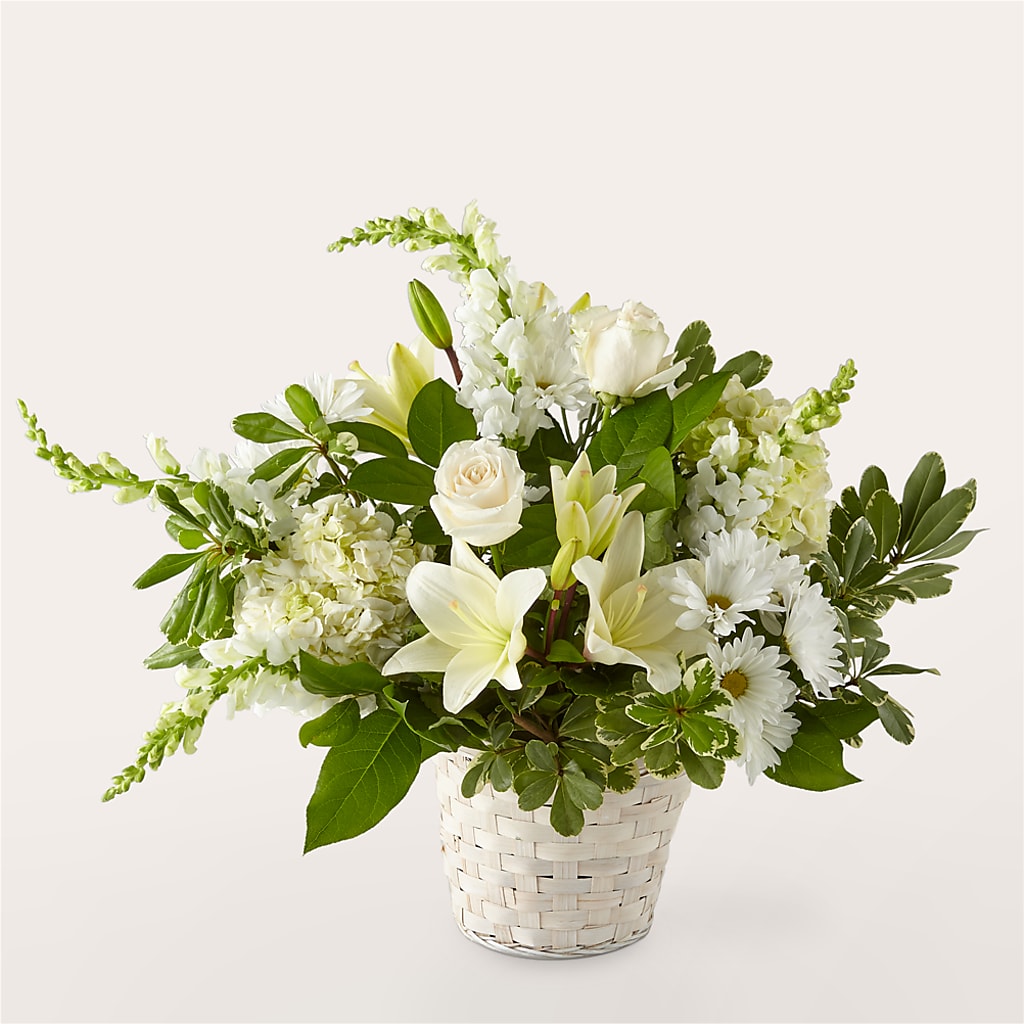 Ivory Elegance Floral Basket – Wilderness Treasures, Pickford MI