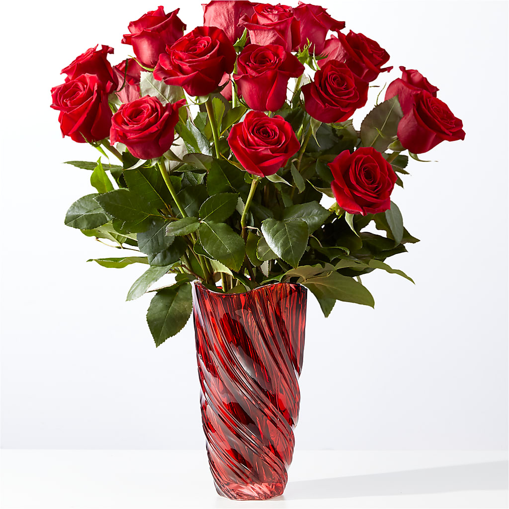 Classic Love Red Rose Bouquet with Luxe Swirl Vase – Wilderness Treasures, Pickford MI