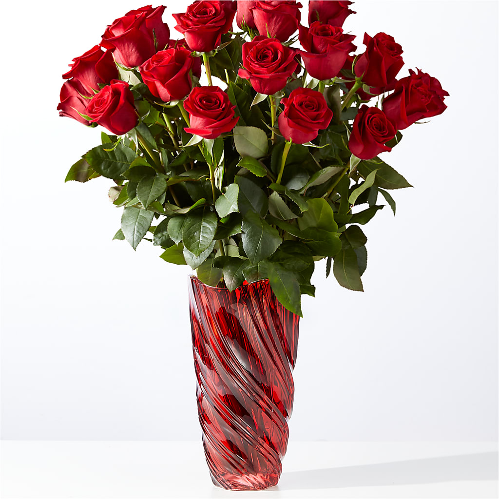 Classic Love Red Rose Bouquet with Luxe Swirl Vase – Wilderness Treasures, Pickford MI