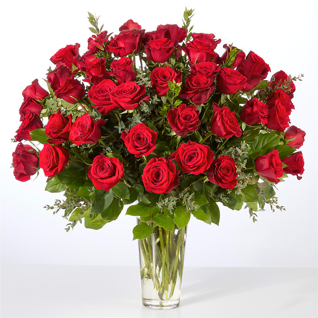 Forever Yours Fifty Stem Red Rose Bouquet – Wilderness Treasures, Pickford MI