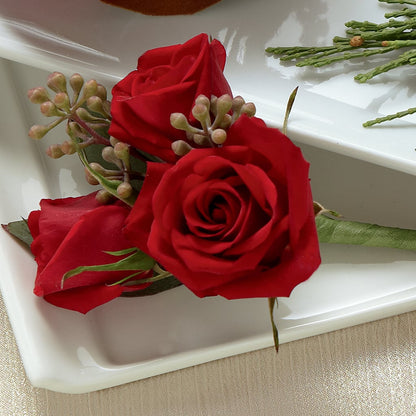 Red Spray Rose Boutonniere –  Wilderness Treasures, Pickford MI